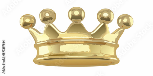 A gleaming golden crown isolated on a plain white background