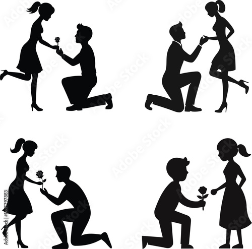 Black silhouettes of a family and people showing movement through dance sport and everyday life