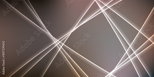 Abstract Geometric Pattern of Intersecting Light Lines on Dark Background.