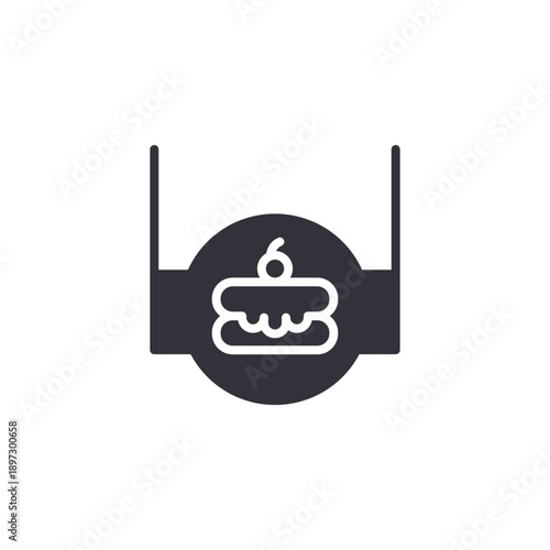 Wireless router with cake icon symbolizing online bakery shop and digital dessert ordering.