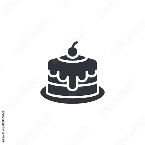 Layered cake with candle icon representing birthday party dessert and anniversary celebration treat.