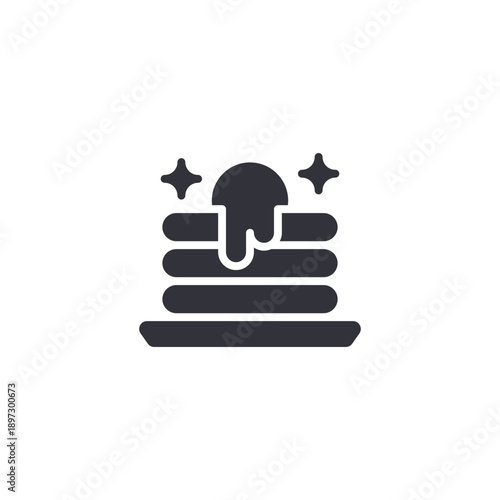 Stacked pancakes with chef hat icon representing professional baking and pastry creativity.