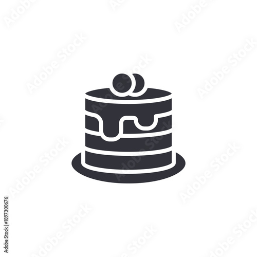 Decorated cake with topping icon representing wedding cake and luxury dessert presentation.