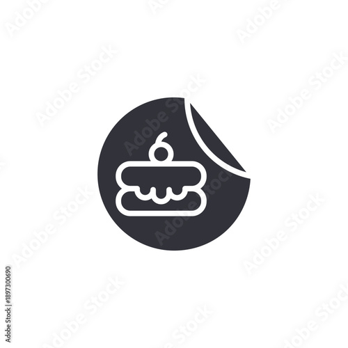 Water drop with cake icon representing sweet flavor or dessert ingredient concept.