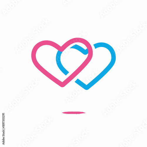 Intertwined hearts icon modern graphic design for love and relationships