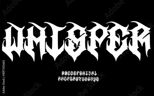 Extreme Metal Gothic Font Alphabet – Aggressive Sharp Display Typeface with Blackletter Style for Death Metal Logos, Band Branding, Album Covers, Posters, Merchandise, and Dark Music Typography