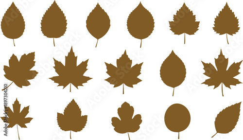 Collection of eight unique green shapes on white background