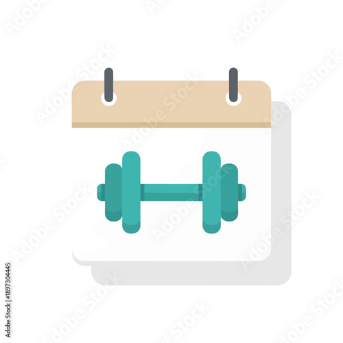 Fitness schedule calendar with dumbbell icon vector