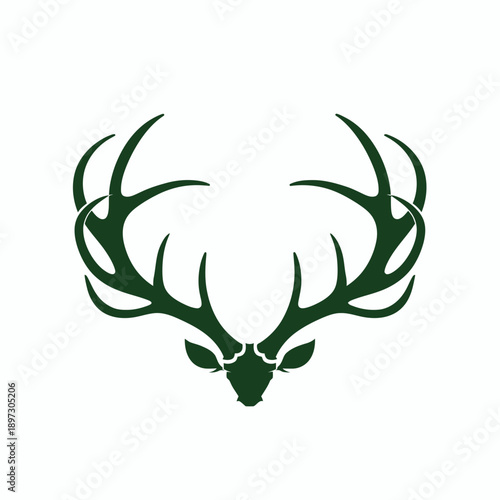 Stylized deer antlers silhouette isolated on white vector design element