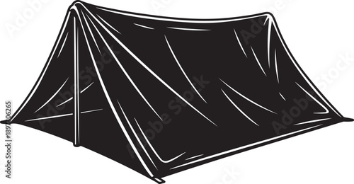 Simple Black Tent Illustration on White Background Scene