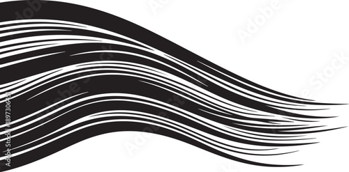 Abstract black and white wavy lines on clean background