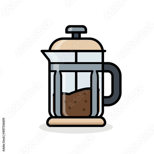 French Press Coffee Maker Vector Icon