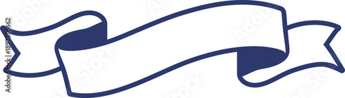 ネイビーのクラシックなリボンフレーム 信頼感のある見出しバナー