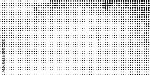Pixelated bitmap gradient texture. Black and white dither pattern background. Abstract glitchy pattern. Wide raster backdrop.