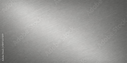 A dark industrial backdrop features a brushed silver metallic plate texture with a gray steel surface pattern designed for a modern aluminum wallpaper or textured material background