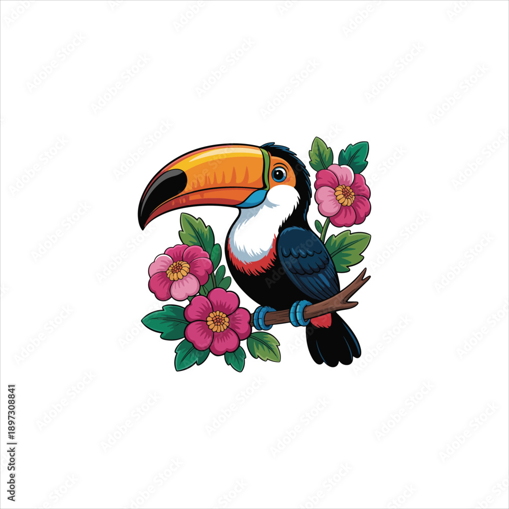 Obraz premium A cartoon illustration of a toucan