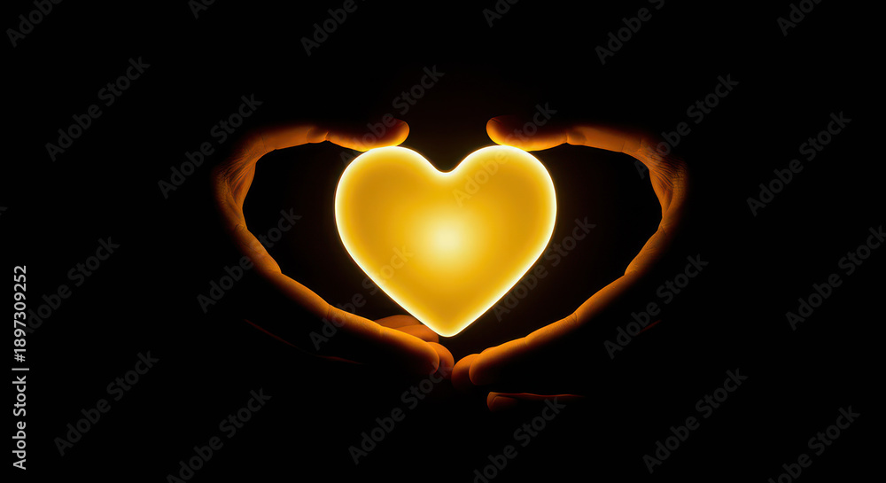 Fototapeta premium Glowing Heart Shaped Flame on Dark Background