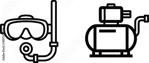 Scuba diving equipment illustration