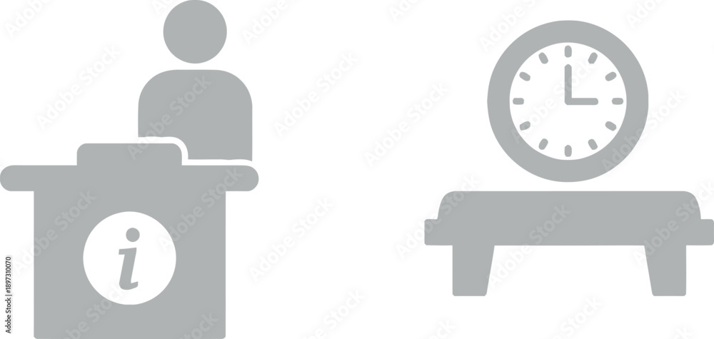 Fototapeta premium Information desk and clock on table