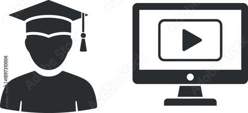 Graduate watching online video on computer