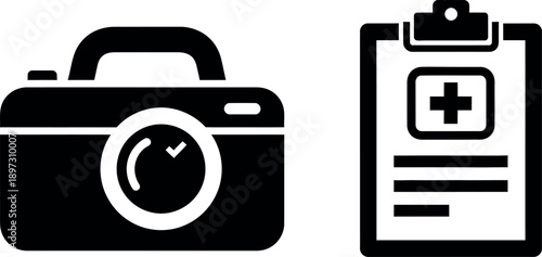 Camera and medical report icon
