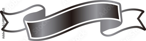 シルバーの洗練されたリボンフレーム 光沢感のある見出しバナー