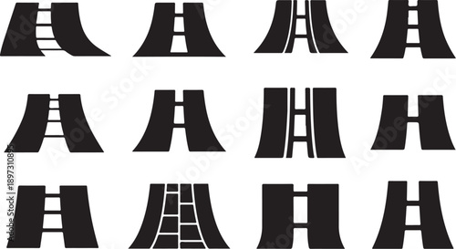 Various Roadway and Ladder Configurations in Black and White