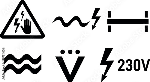 Electric shock warning signs and symbols for safety precautions