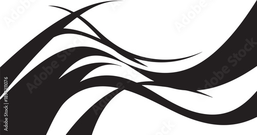 Abstract Black and White Swirling Lines Art Design Element