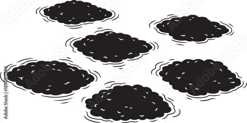 Black clouds with rain falling from them in cartoon style