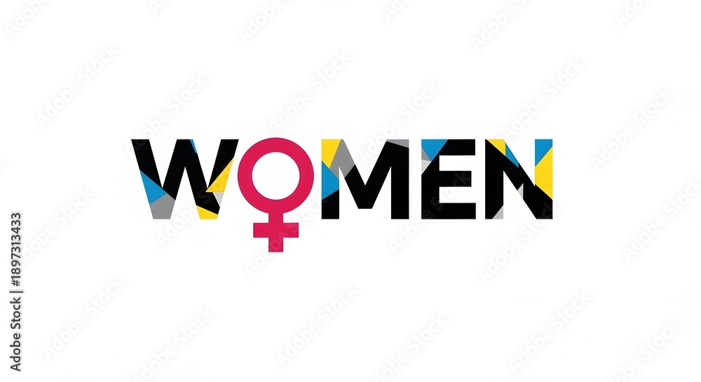 Fototapeta premium Empowering women symbol with colorful typography