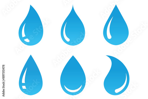 water drop vector icon set. raindrop signs. simple oil, tear or water droplet symbols. different colour water drops. vector illustration on transparent background