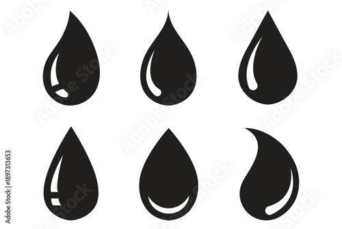 water drop vector icon set. raindrop signs. simple oil, tear or water droplet symbols. different colour water drops. vector illustration on transparent background