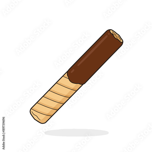 Chocolate Dipped Wafer Stick Cartoon Vector Illustration