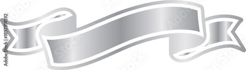 シルバーの洗練されたリボンフレーム 光沢感のある見出しバナー