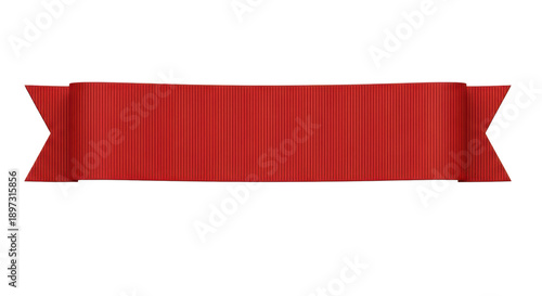Straight red grosgrain ribbon banner, a simple decorative element for design. Isolated on transparent background, png