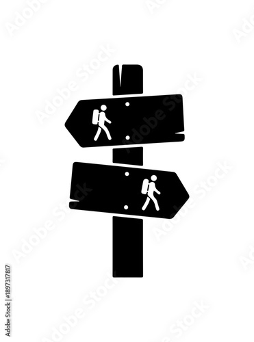 Minimalist Directional Sign with Silhouette Figures