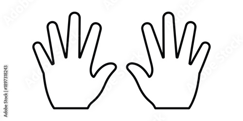 Two hands raised high vector illustration, flat design minimalist gesture, isolated white background, scalable graphic art