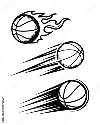 Dynamic Basketball Graphics: Flaming, Streaking, and Shadowed Balls