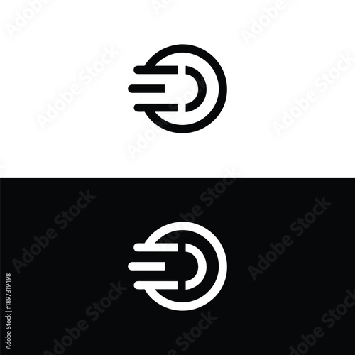 A striking line art emblem featuring a bold, circular element or initial 'C' with thick, solid speed lines, denoting powerful and direct acceleration and force.