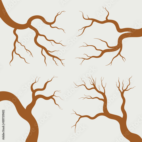 Stylized Brown Tree Branches Against a Light Background
