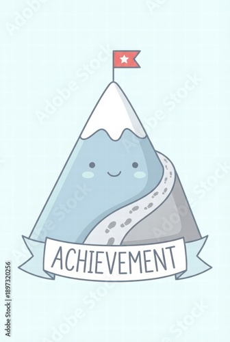 Wallpaper Mural Friendly Mountain Illustration with Achievement Theme Torontodigital.ca