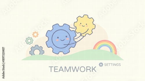 Wallpaper Mural Cute Gears Collaborating in a Whimsical Scene Torontodigital.ca