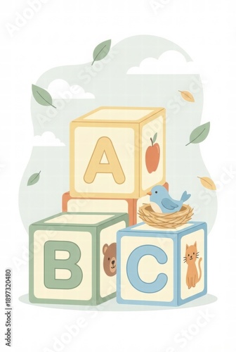 Wallpaper Mural Colorful Alphabet Blocks for Early Learning Torontodigital.ca