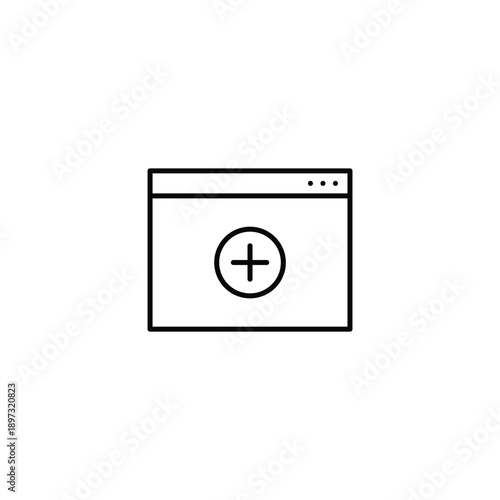 New task, screen add, app install, browser workspace update. Plus on web page. Pixel perfect, editable stroke vector icon