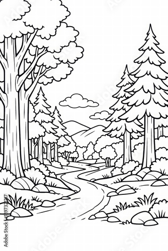 Wallpaper Mural Tranquil Forest Landscape for Coloring Activities Torontodigital.ca