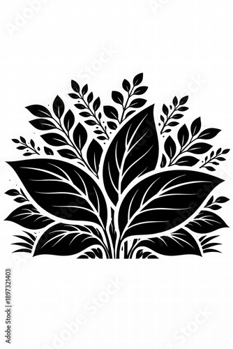 Wallpaper Mural Elegant Black Leaf Silhouette for Modern Decor Torontodigital.ca