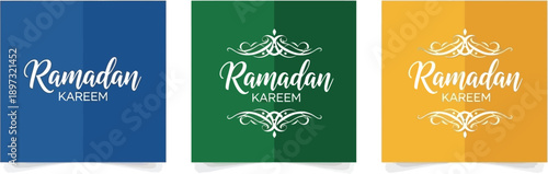 Ramadan Kareem greeting text on green background