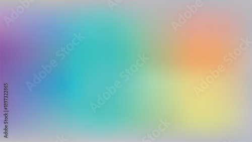Soft rainbow teal purple orange yellow gradient abstract background with smooth multicolor blur and subtle texture