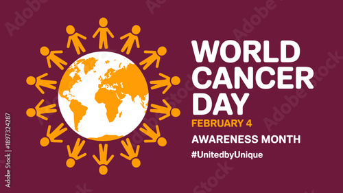 World Cancer Day awareness month with people around the Earth